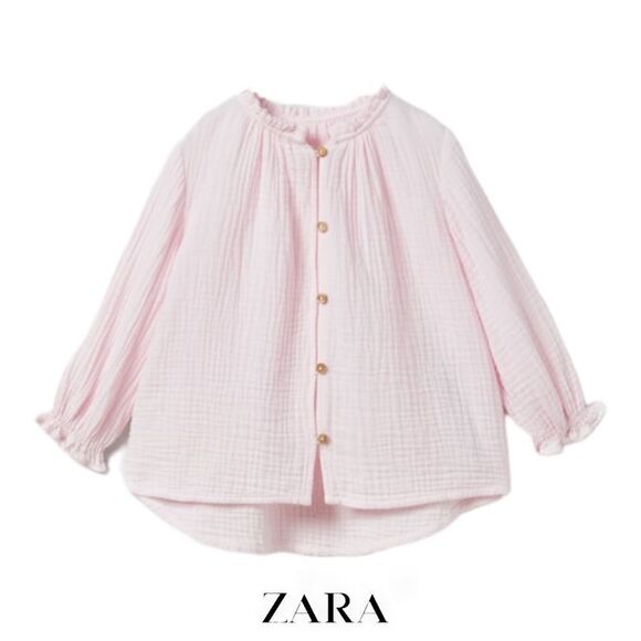 ZARA Kids | Pink | OVERSIZED TEXTURED BLOUSE - Picture 2 of 6
